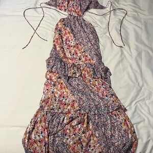 Hello Molly Backless Floral Dress - Pink and Orange